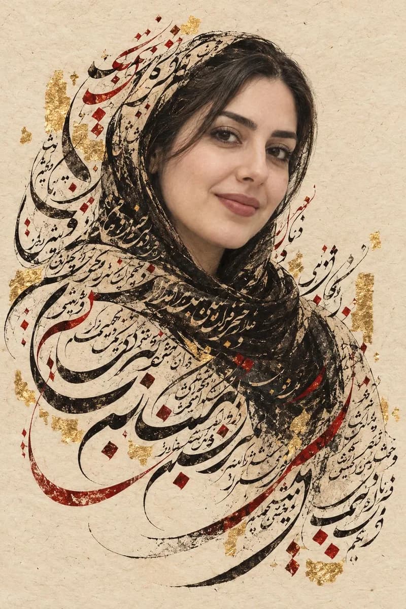 پرتره با خوشنویسی، نمونهٔ عکس ساخته‌شده با این قالب